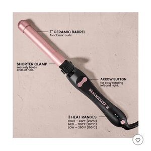 BEACHWAVER B1 1" Ceramic Curling Iron - Pink & Black